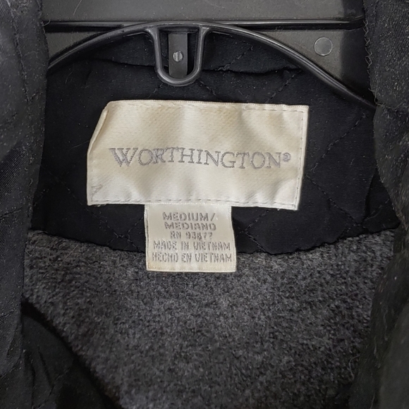 Worthington Womens M Black Quilted Fleece Lined Full Zip Jacket - Picture 2 of 7